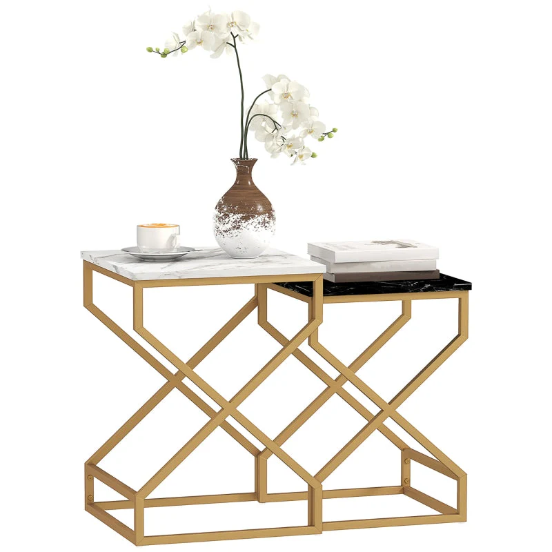 Nesting Tables, Set of Two, Marble-Effect - Image 2