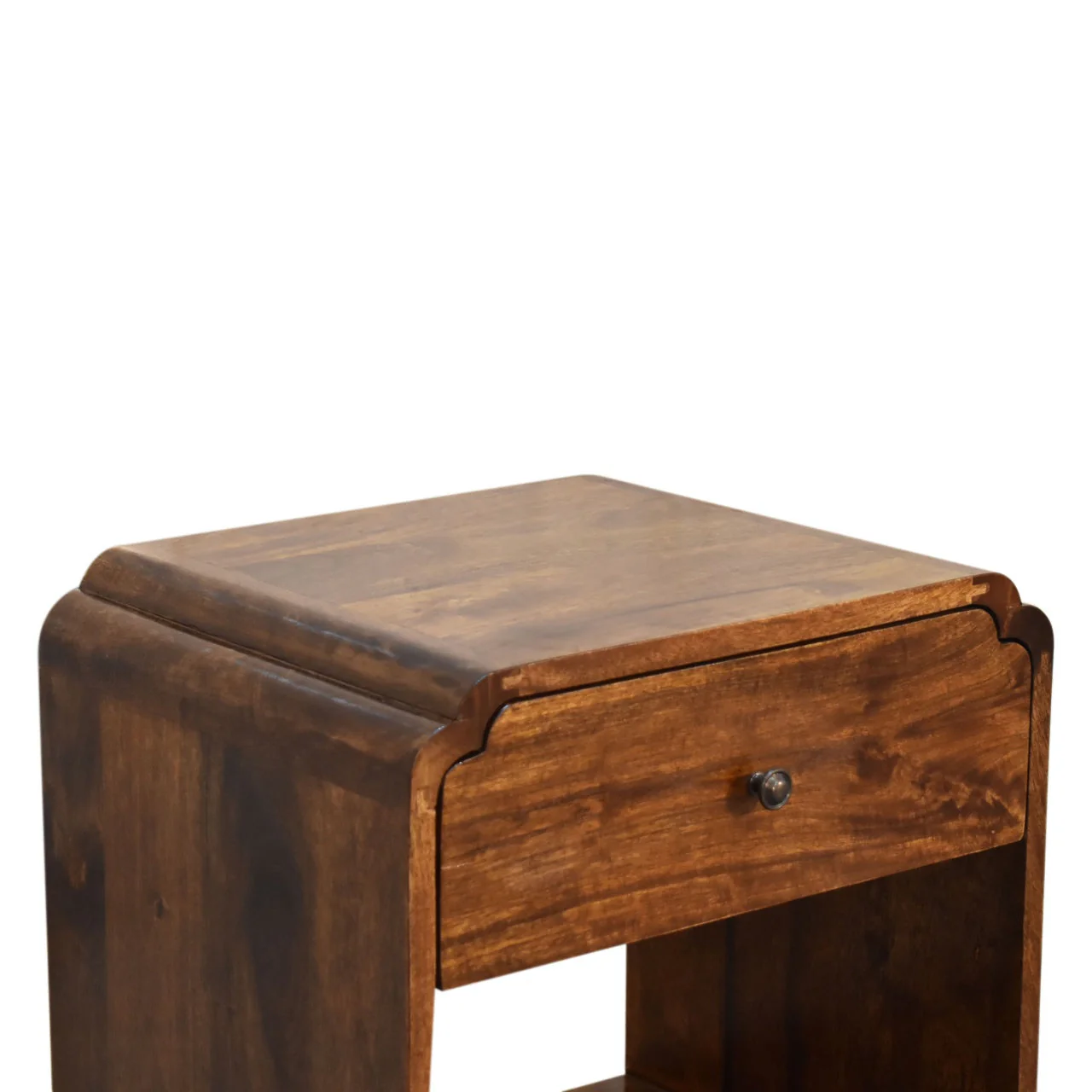 Newton Bedside, 1 Drawer Open Shelf, Solid Wood Dark Brown - Image 4