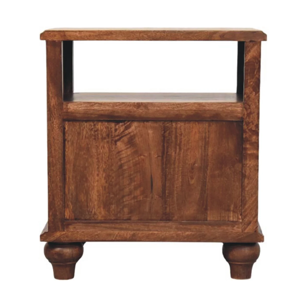Nightstand 2-Drawer with Open Shelf, Solid Wood Brown - Image 3