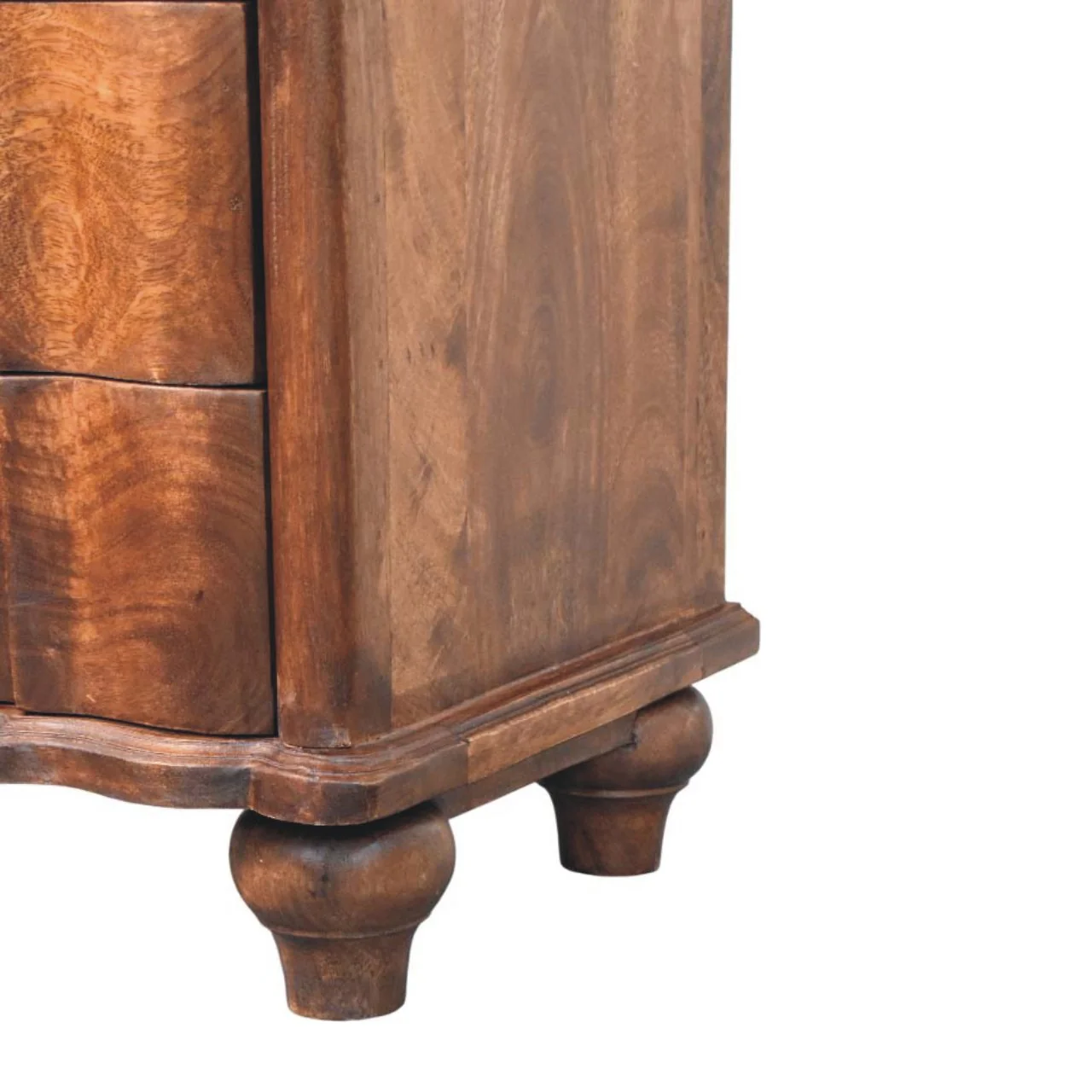 Nightstand 2-Drawer with Open Shelf, Solid Wood Brown - Image 9