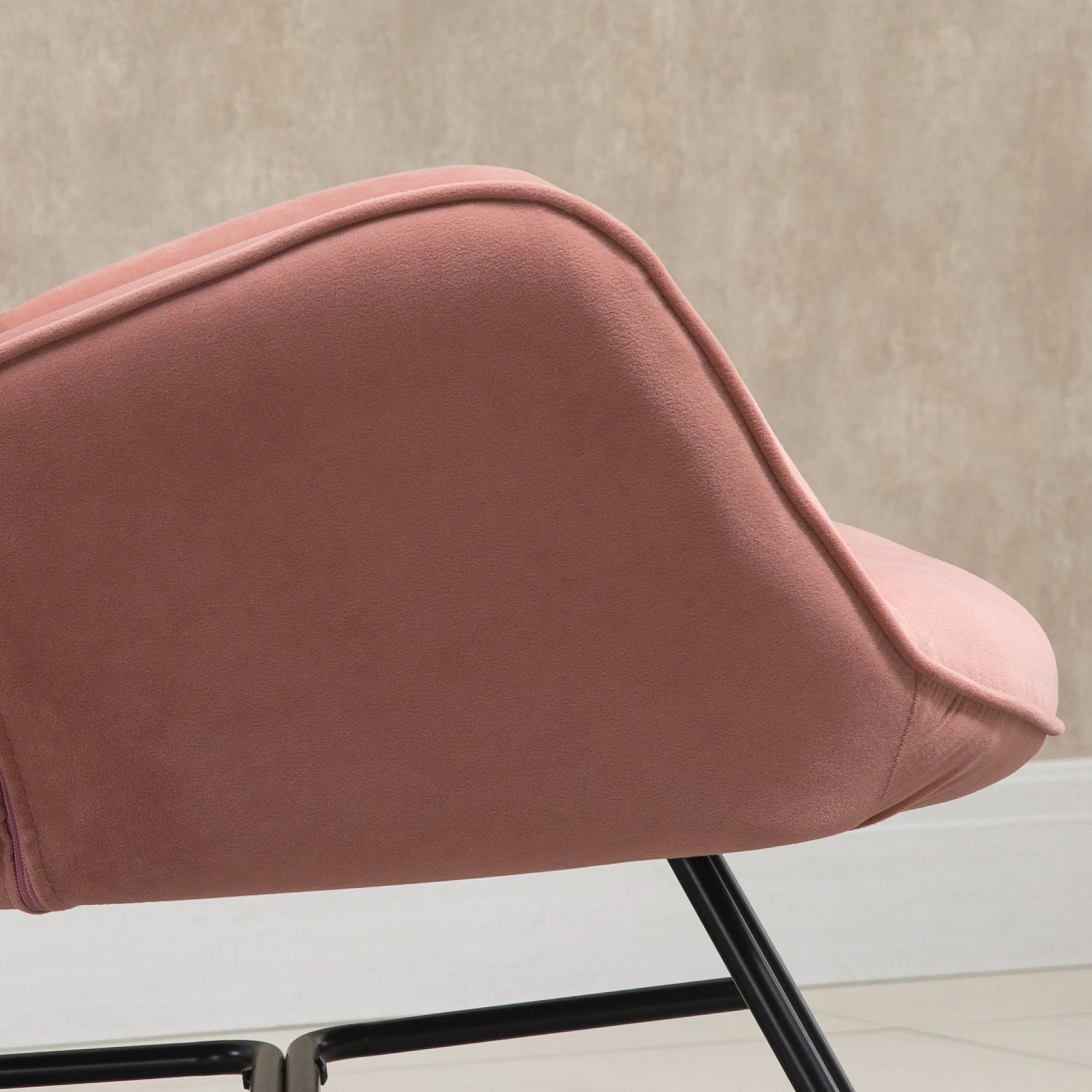Nursing Rocking Chair, High Back Steel Frame, Pink Velvet - Image 8