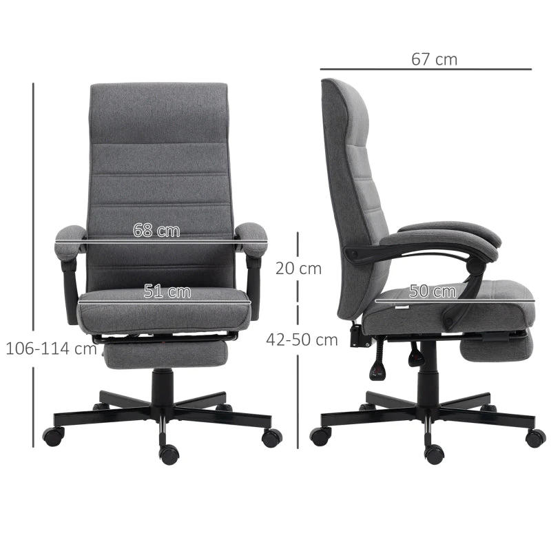 Office Chair Adjustable Height Swivel with Rolling Wheels, Grey - Image 3