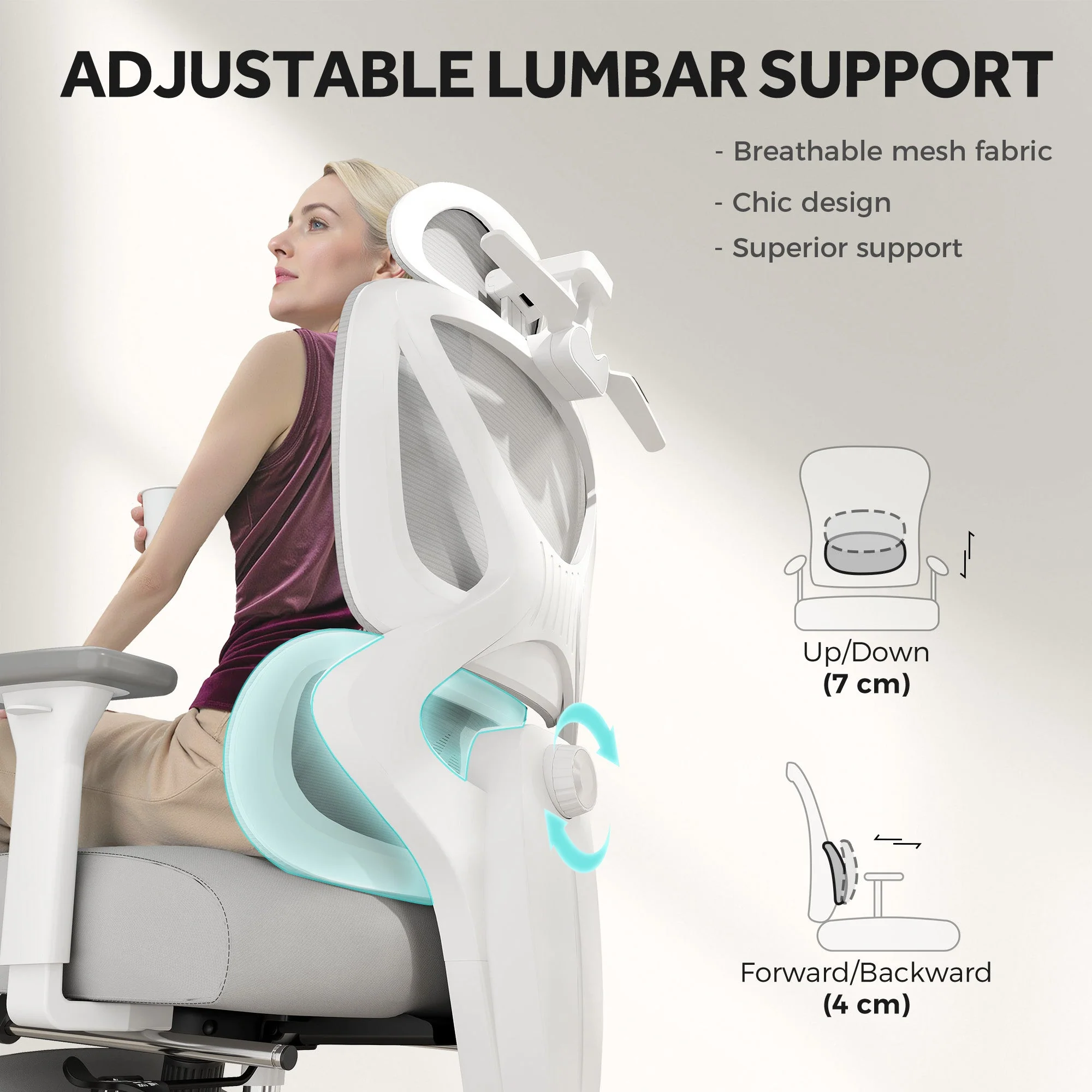 Office Chair Ergonomic Adjustable Grey - Image 5
