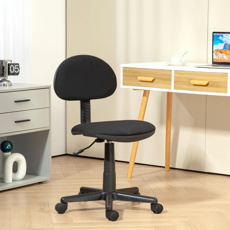 Office Chair Ergonomic Desk, Height-Adjustable Swivel, Black Fabric - Image 2