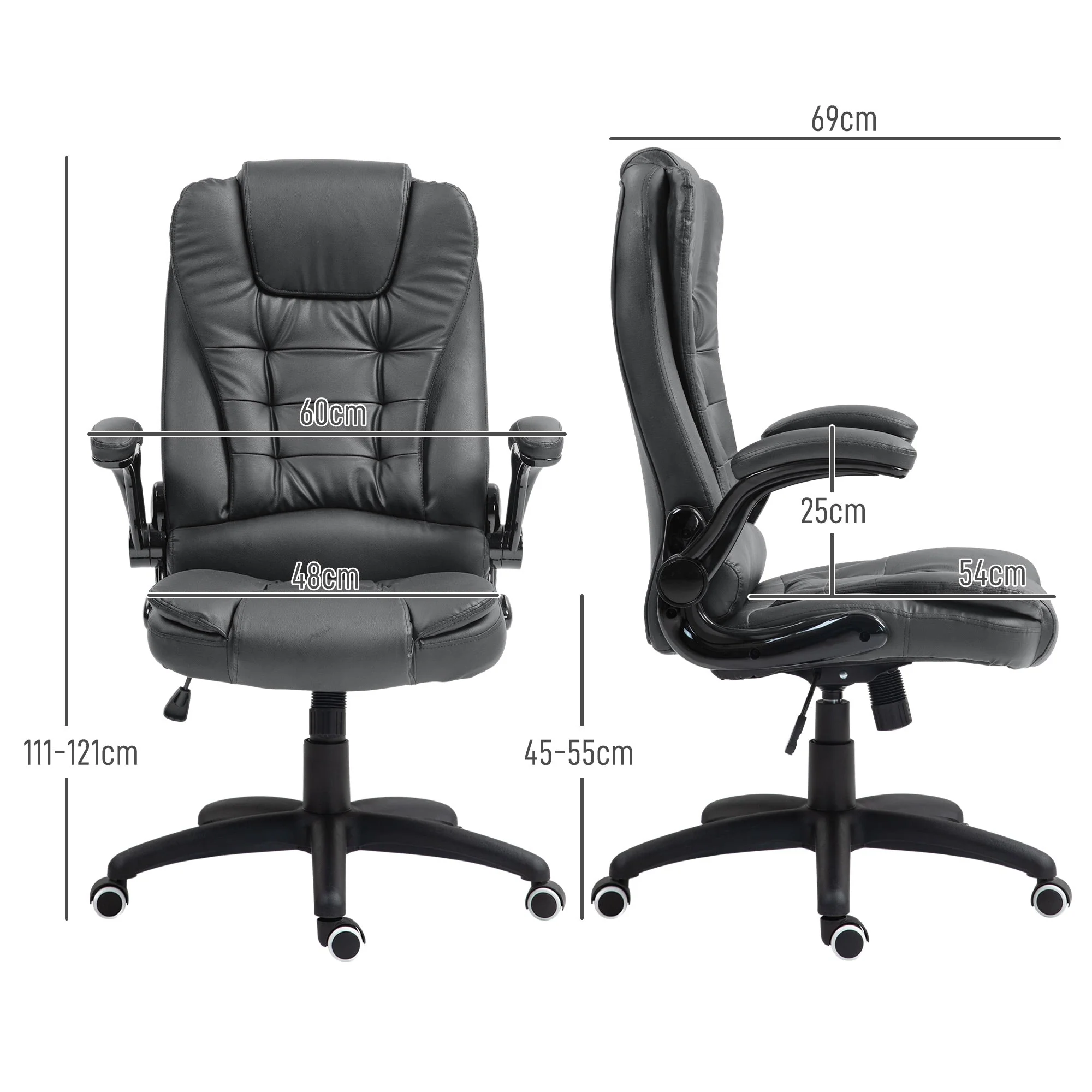 Office Chair, Ergonomic Executive with Rocking Function, Faux Leather, Dark Grey - Image 3