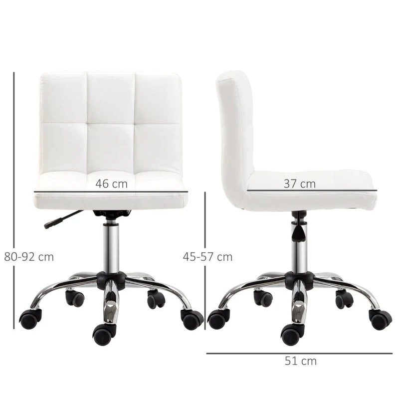 Office Chair, Ergonomic Height-Adjustable Swivel Chair, Faux Leather, White - Image 2