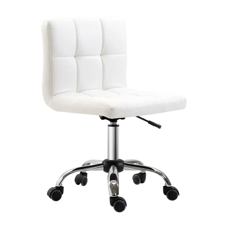 Office Chair, Ergonomic Height-Adjustable Swivel Chair, Faux Leather, White - Image 8