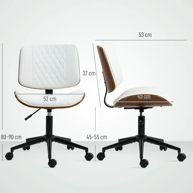 Office Chair, Height-Adjustable, Wheels, Rocking Function, Faux Leather, White - Image 3