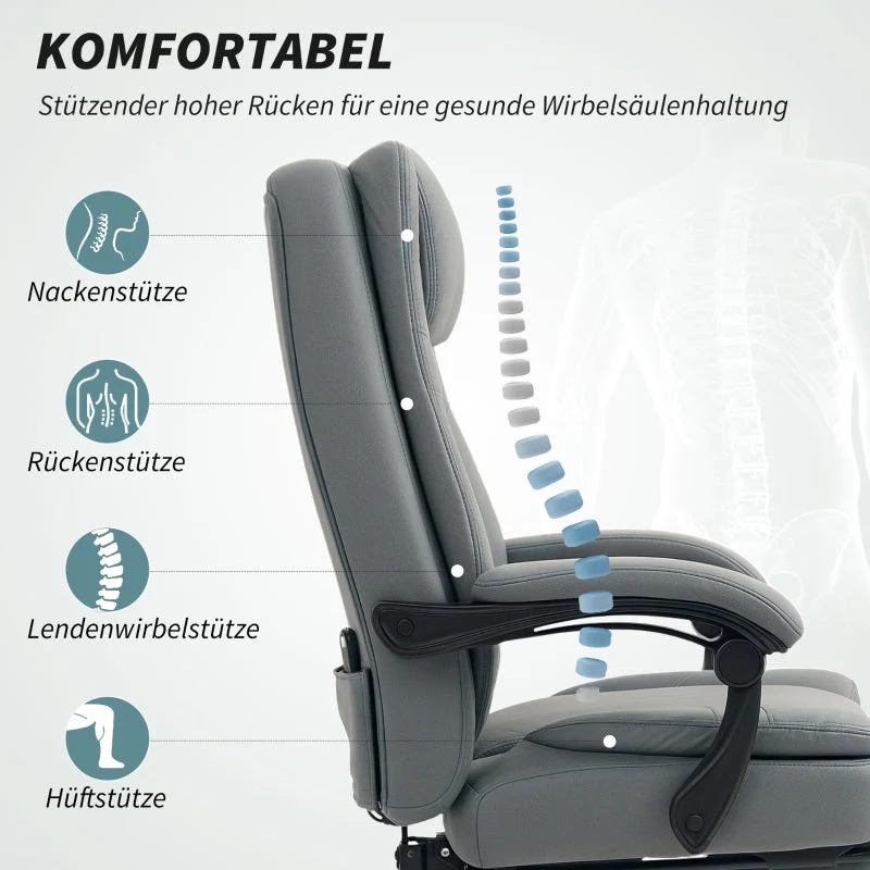 Office Chair, Massage Ergonomic Swivel, Grey - Image 4