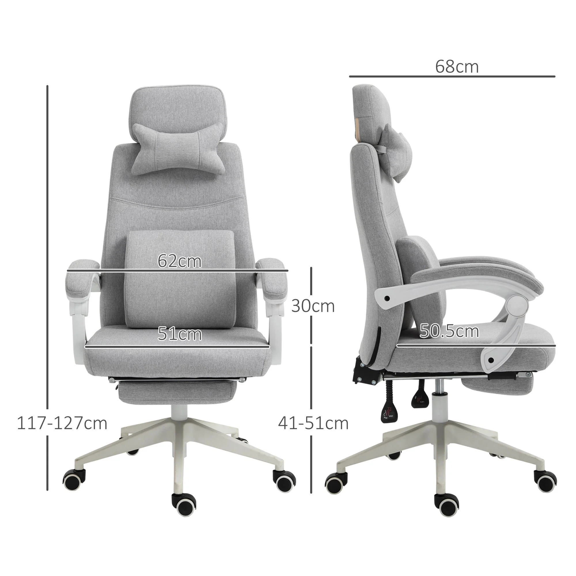 Office/Gaming Chair, Ergonomic with Casters, Polyester/Foam - Image 3