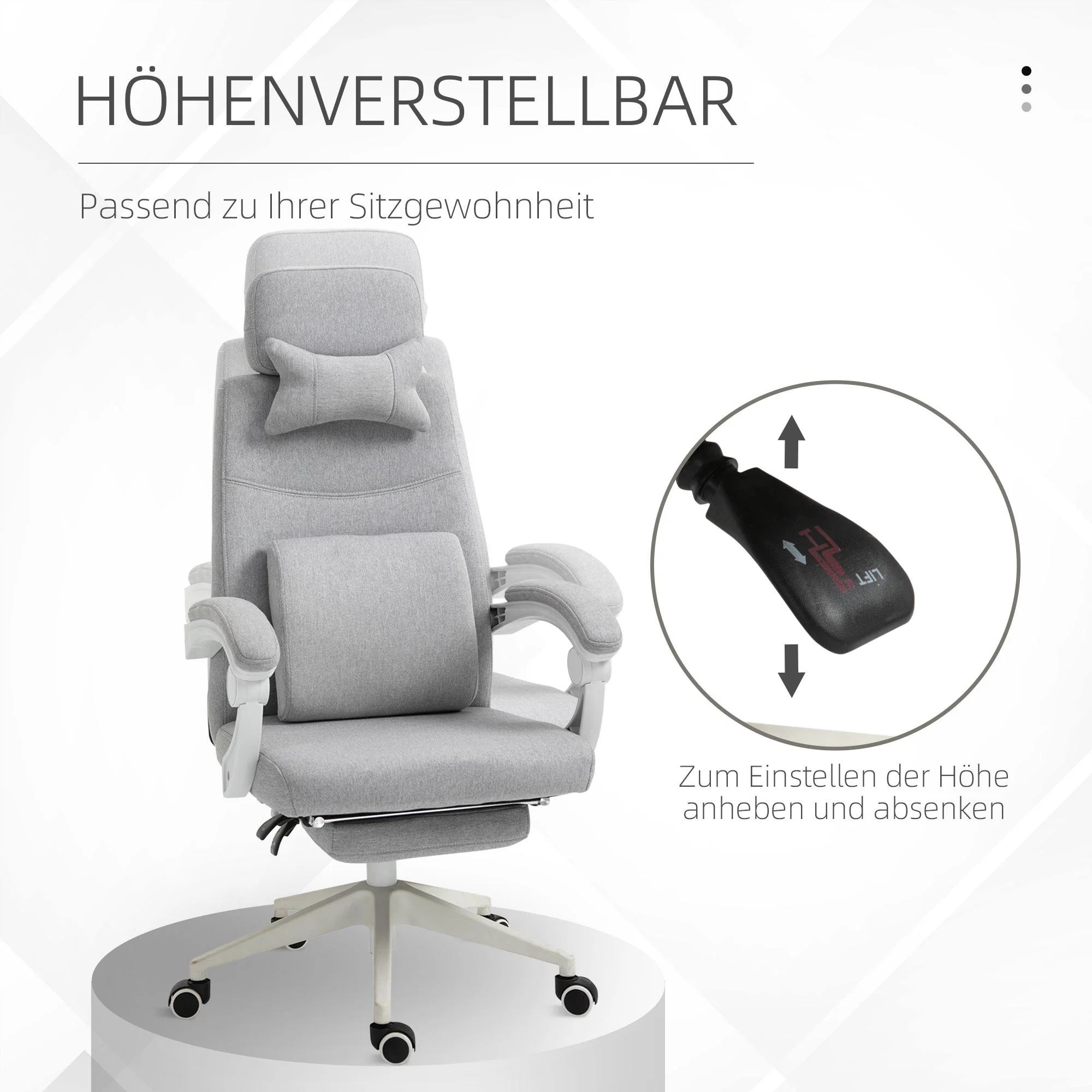 Office/Gaming Chair, Ergonomic with Casters, Polyester/Foam - Image 4