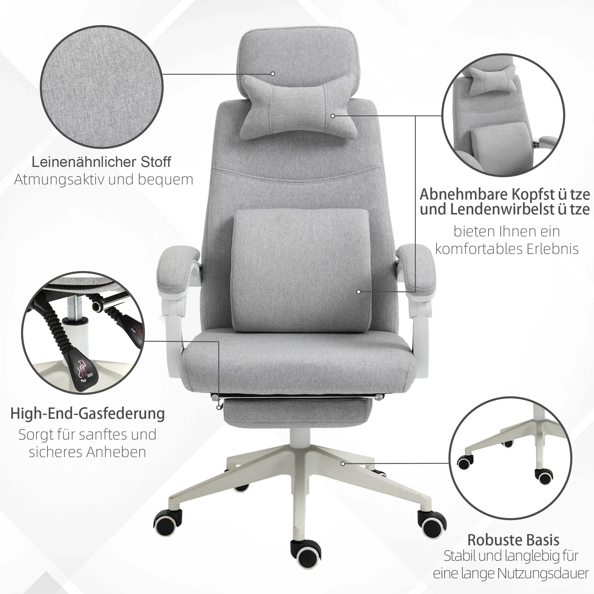 Office/Gaming Chair, Ergonomic with Casters, Polyester/Foam - Image 6