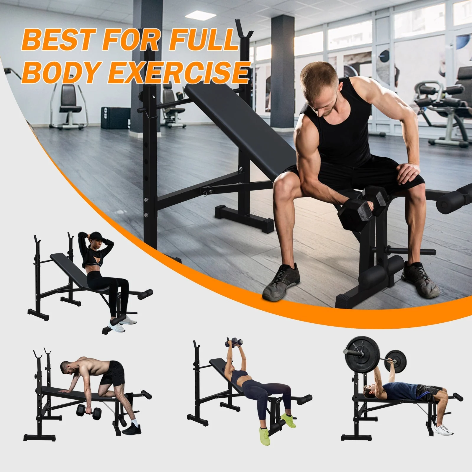 Olympic Weight Bench, Full-Body Workout with Squat Rack & Bench, Home Gym - Image 6