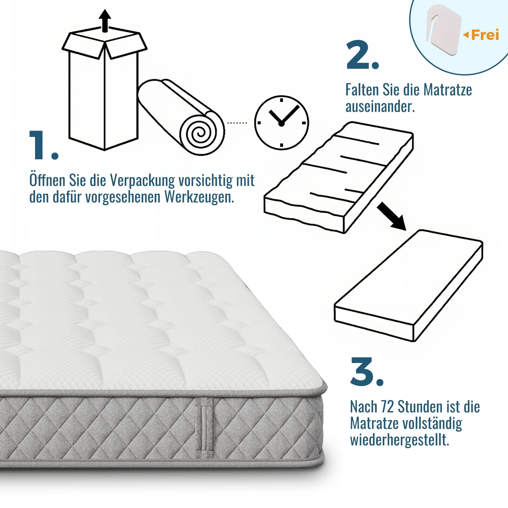 Orthopedic cold foam King mattress, 140x200 cm, 7-zone pocket spring core, H3 medium firm, 20 cm height, vacuum packed - Image 17
