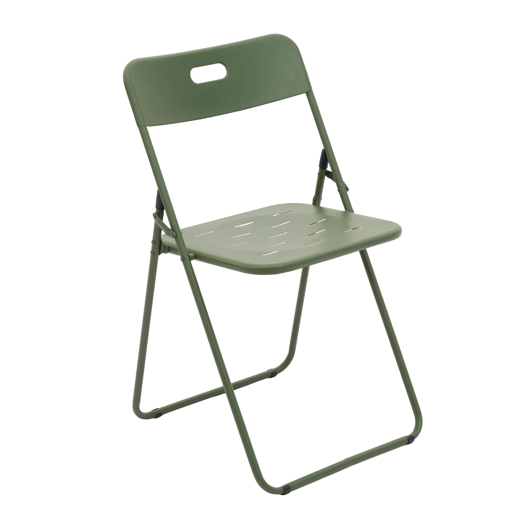 Outdoor 3-Piece Foldable Bistro Set, 2 Chairs and 1 Table Weather-Resistant, Green Metal - Image 3