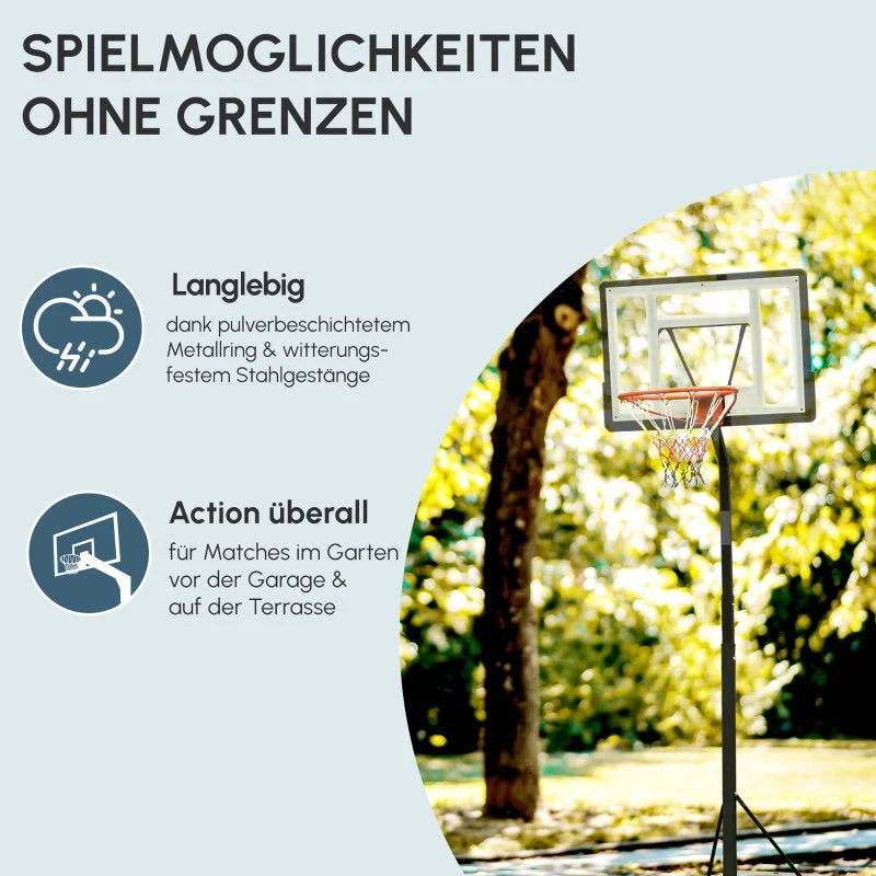 Outdoor Basketball Hoop with Height Adjustable Stand and Wheels, Steel - Image 7