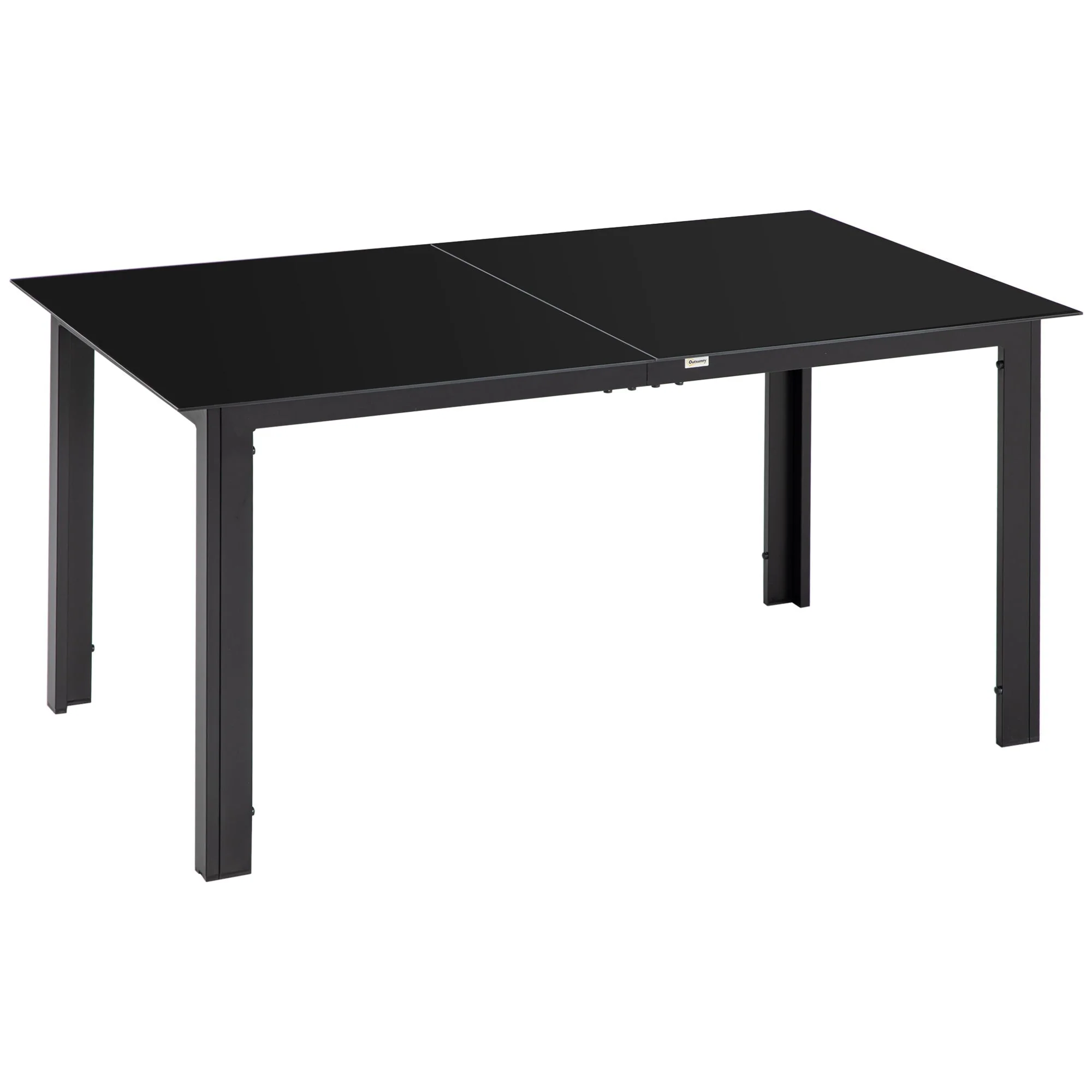 Outdoor Dining Table for 6, Aluminium Rectangular with Tempered Glass Top, Black - Image 2