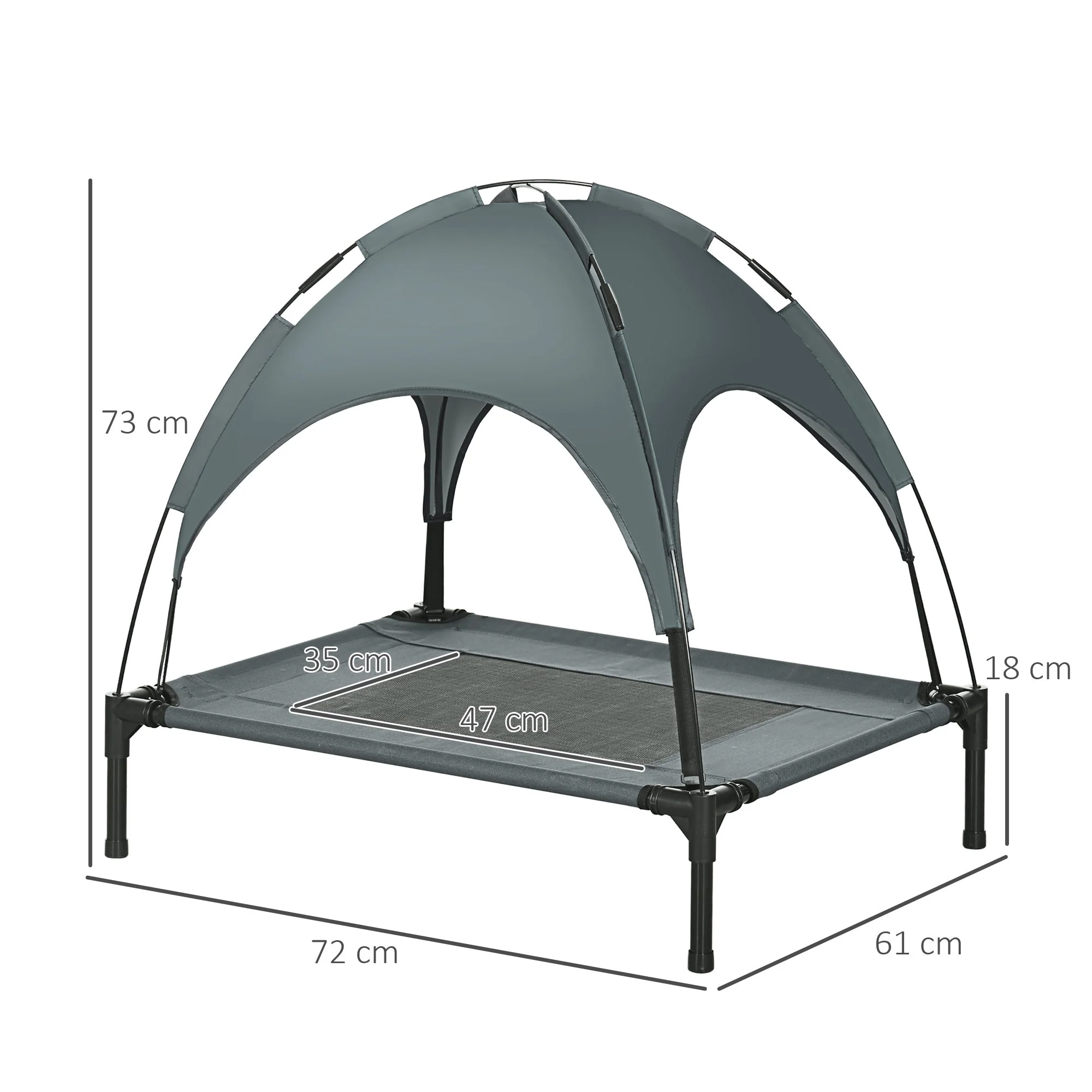 Outdoor Dog Bed, Raised Breathable Taffeta, Grey - Image 3