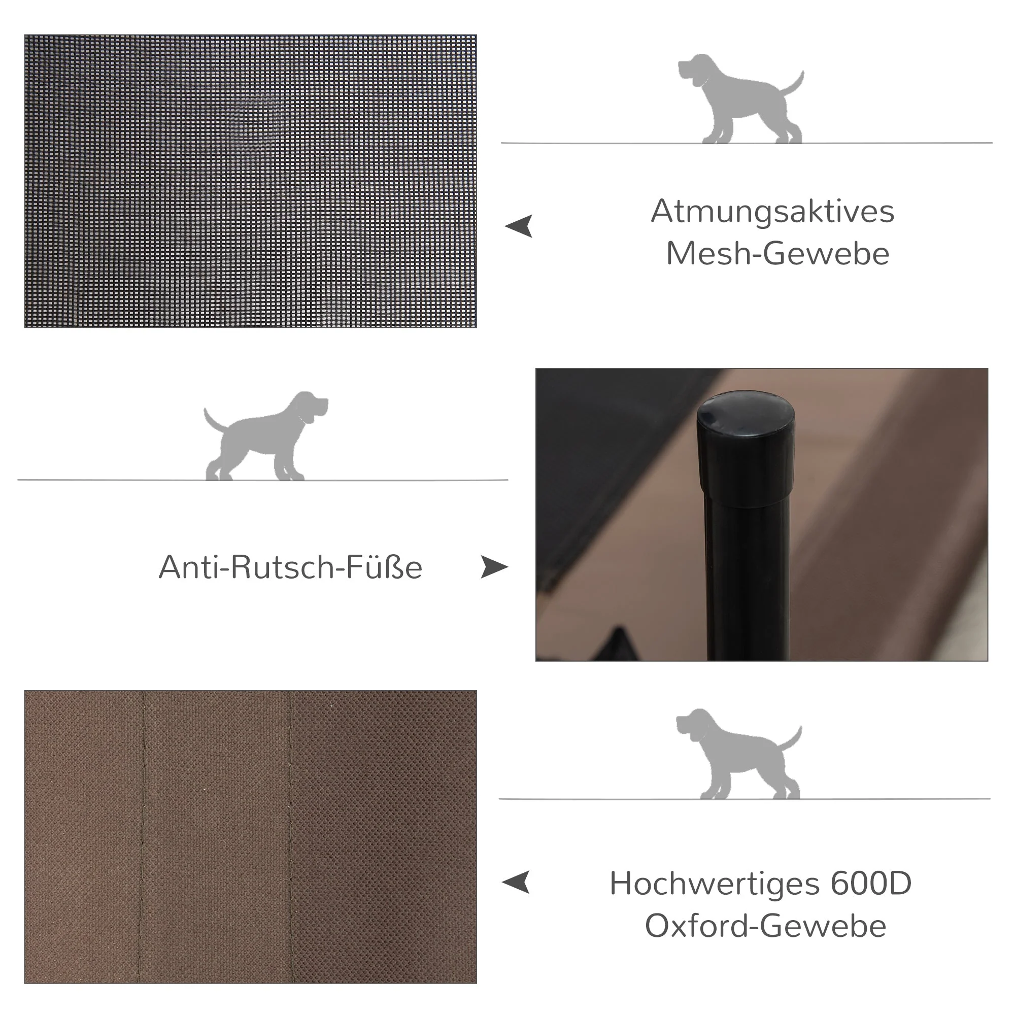 Outdoor Dog Bed, Raised Pet Bed with Washable Mesh, Brown - Image 5