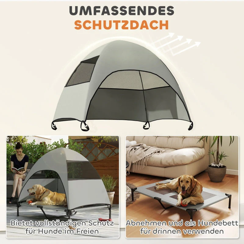 Outdoor Dog Bed, Raised with Roof for Large Dogs, Light Grey - Image 5