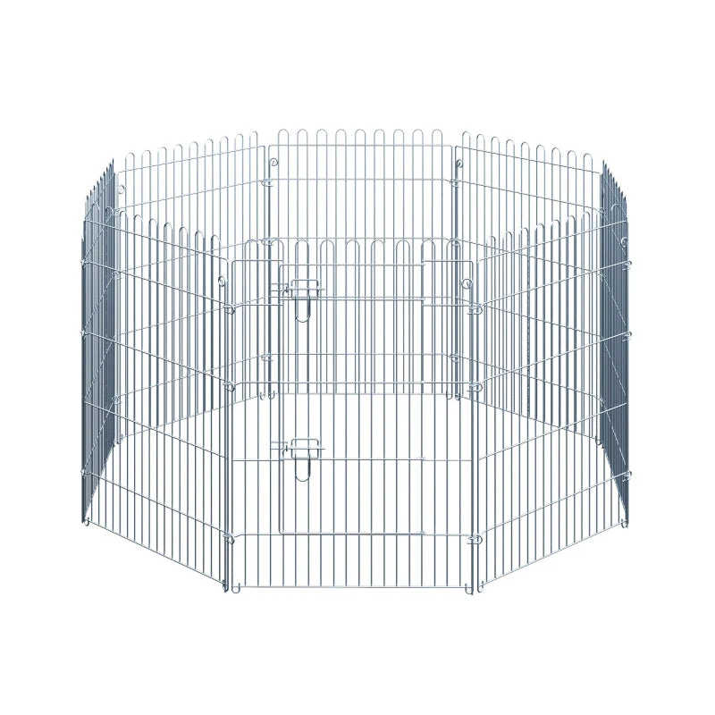 Outdoor Enclosure, 8-Part Puppy Run & Playpen Gate, Metal - Image 2