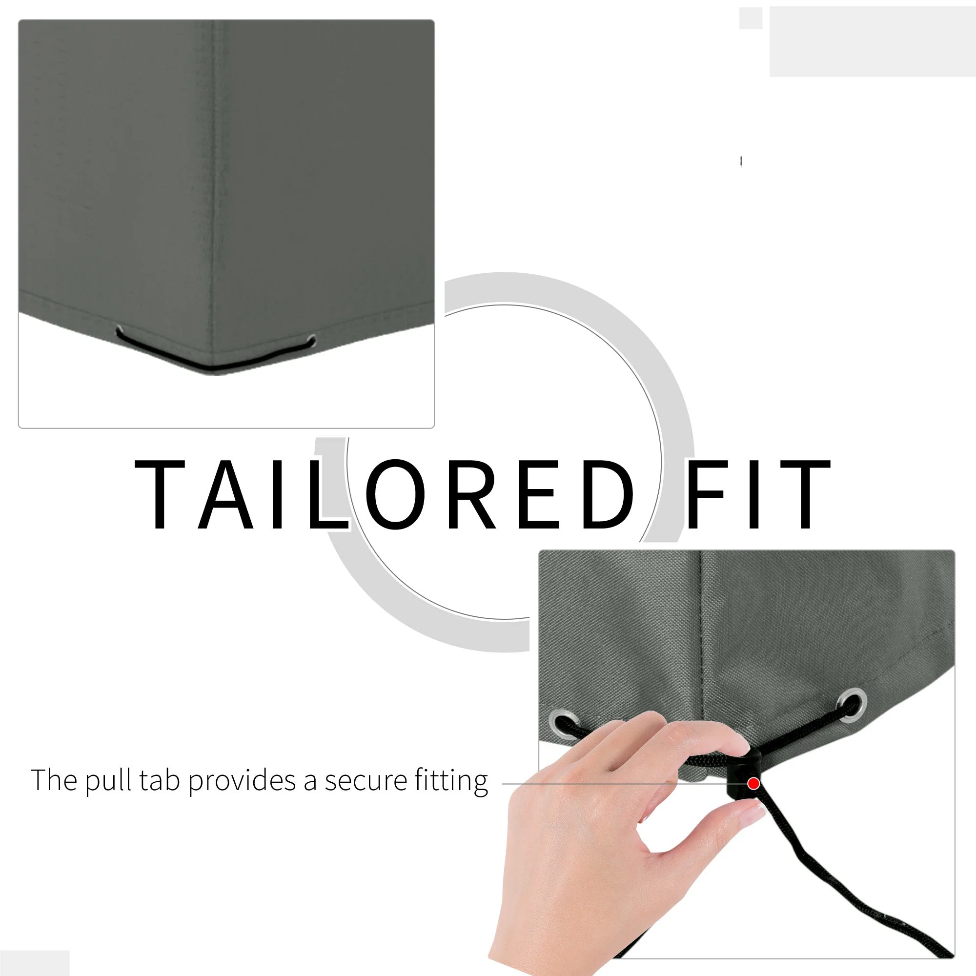 Outdoor Furniture Sofa Set Cover, Waterproof Anti-UV Protection 600D Oxford Grey - Image 5