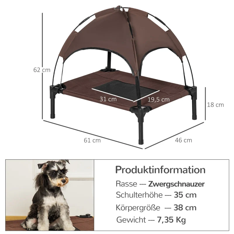 Outdoor Pet Bed, Elevated Canopy Dog Bed, Taffeta Fabric, Coffee - Image 3
