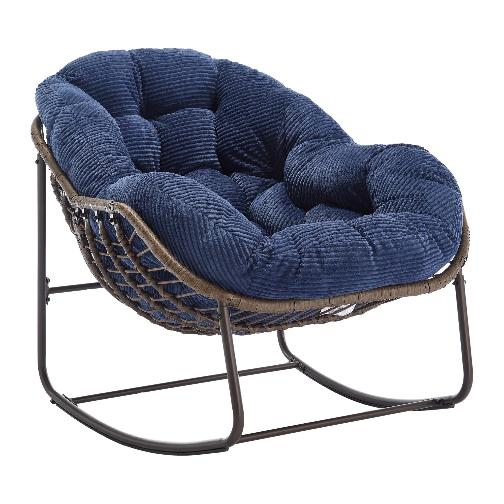 Outdoor Rattan Rocking Chair, Padded Seat with Backrest, Rattan - Image 2