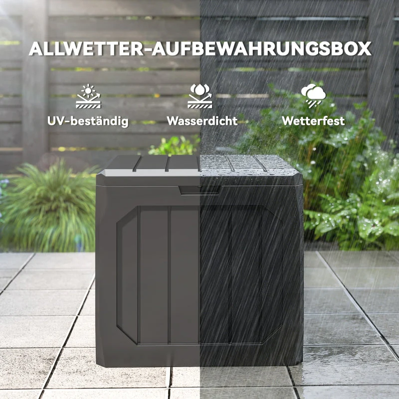 Outdoor Storage Box 121L with Handles - Black Plastic - Image 7