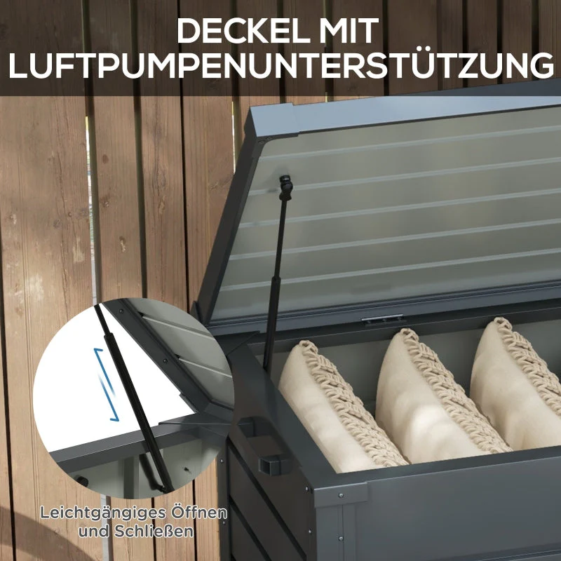 Outdoor Storage Box Weatherproof 4 Wheels 100x62x65cm - Dark Grey - Image 6
