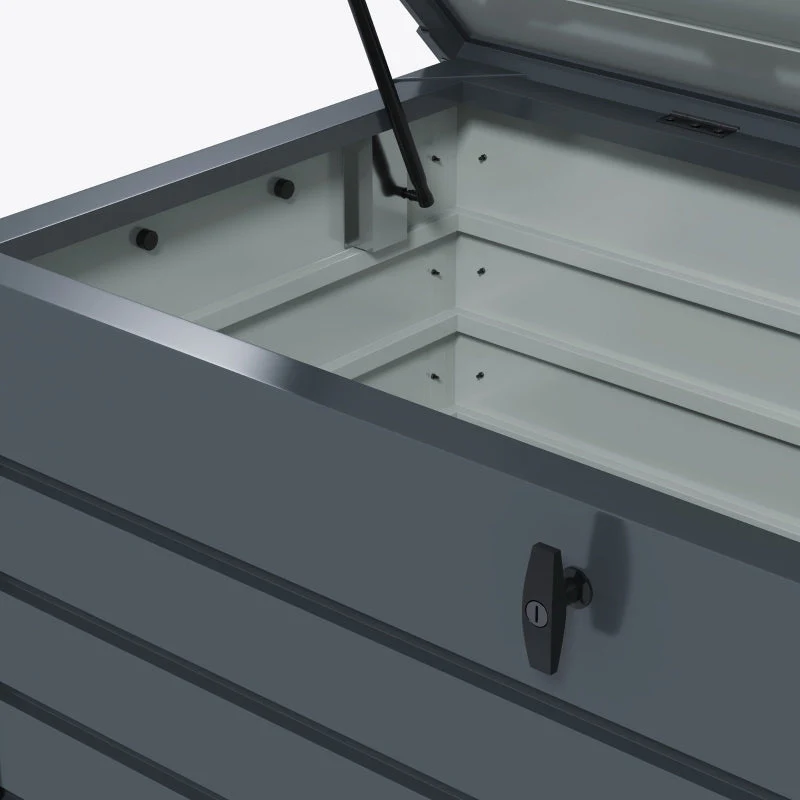Outdoor Storage Box Weatherproof 4 Wheels 100x62x65cm - Dark Grey - Image 8