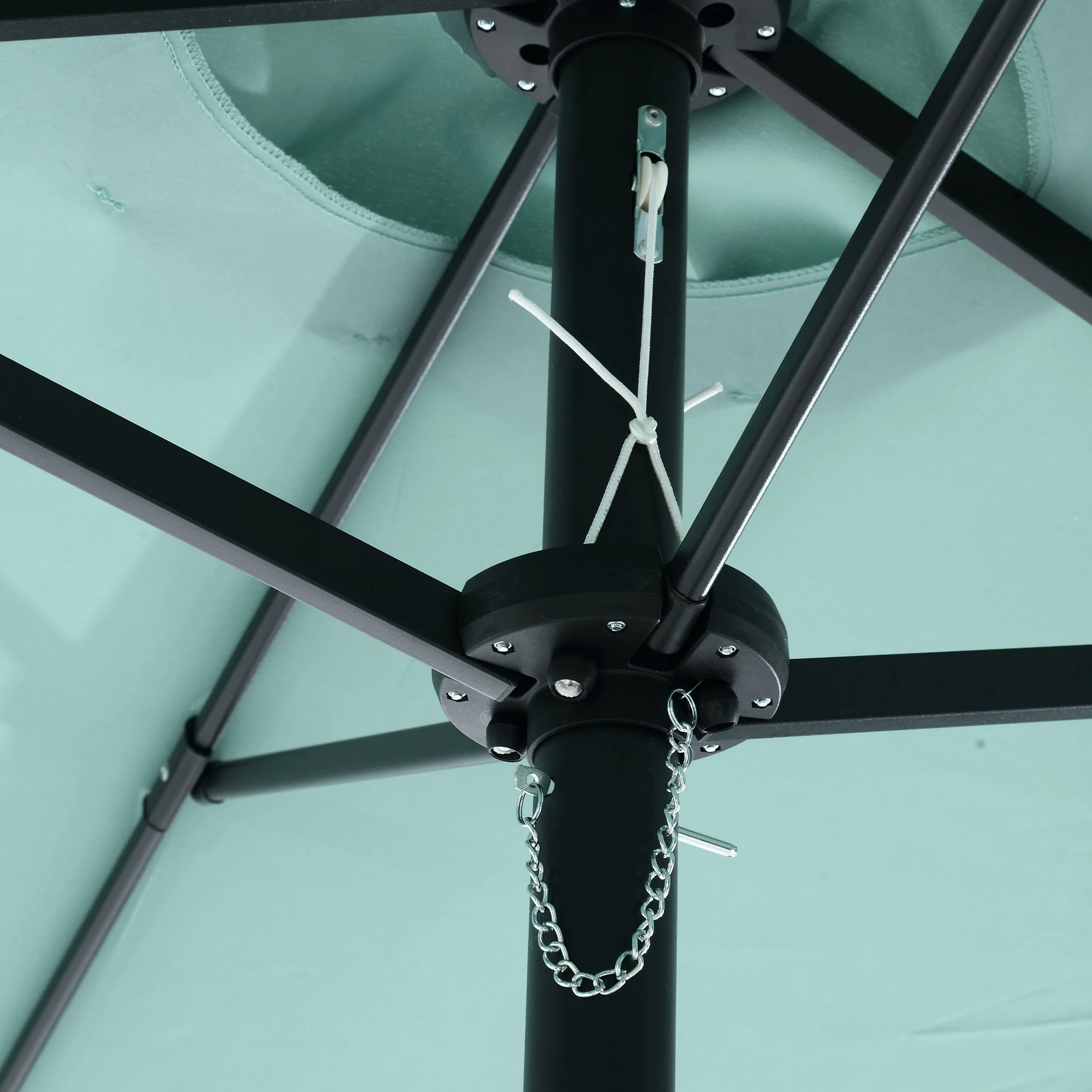 Outdoor Umbrella Double Sided Rectangular Large 14.8 Ft with Crank, Light Green - Image 2