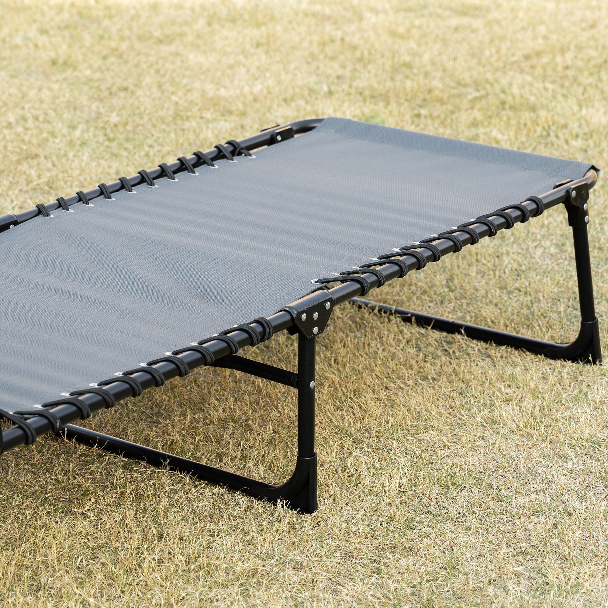 Outsuuny Folding Sun Lounger, 5-Position Adjustable Backrest, Weatherproof, Grey - Image 8