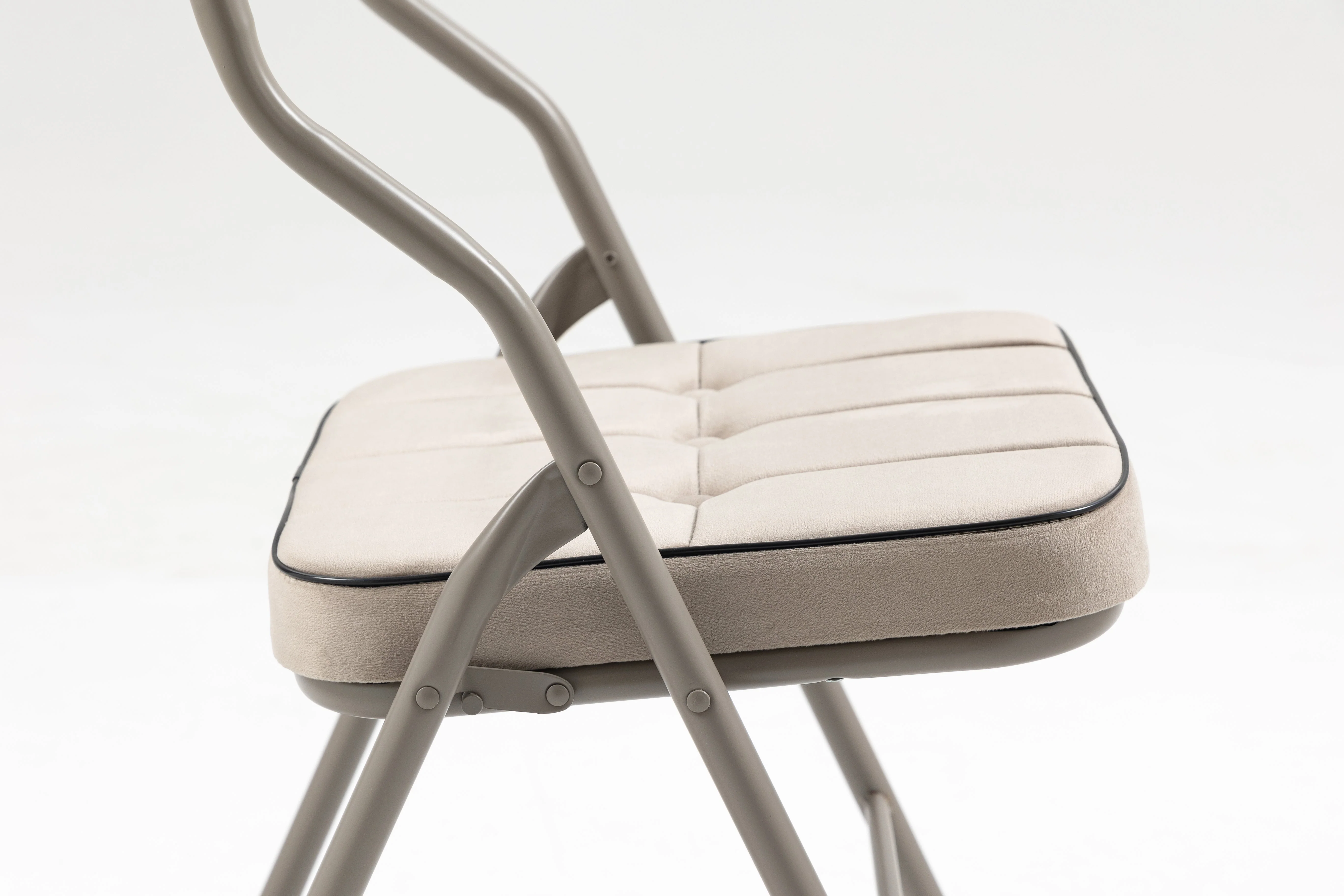 Padded Folding Chairs 2 Pack, Portable and Assembled with Cushion, Khaki - Image 6