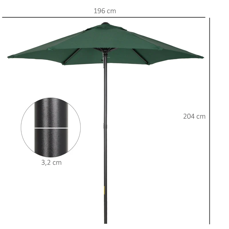 Parasol 196cm Hexagonal Windproof Crank Green - Image 3