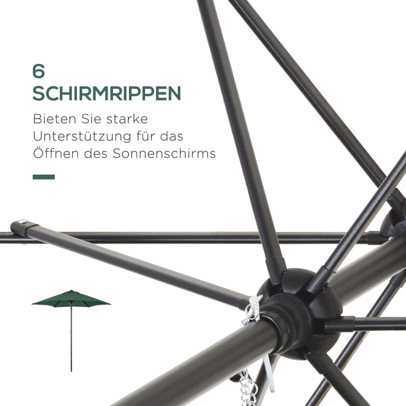 Parasol 196cm Hexagonal Windproof Crank Green - Image 5