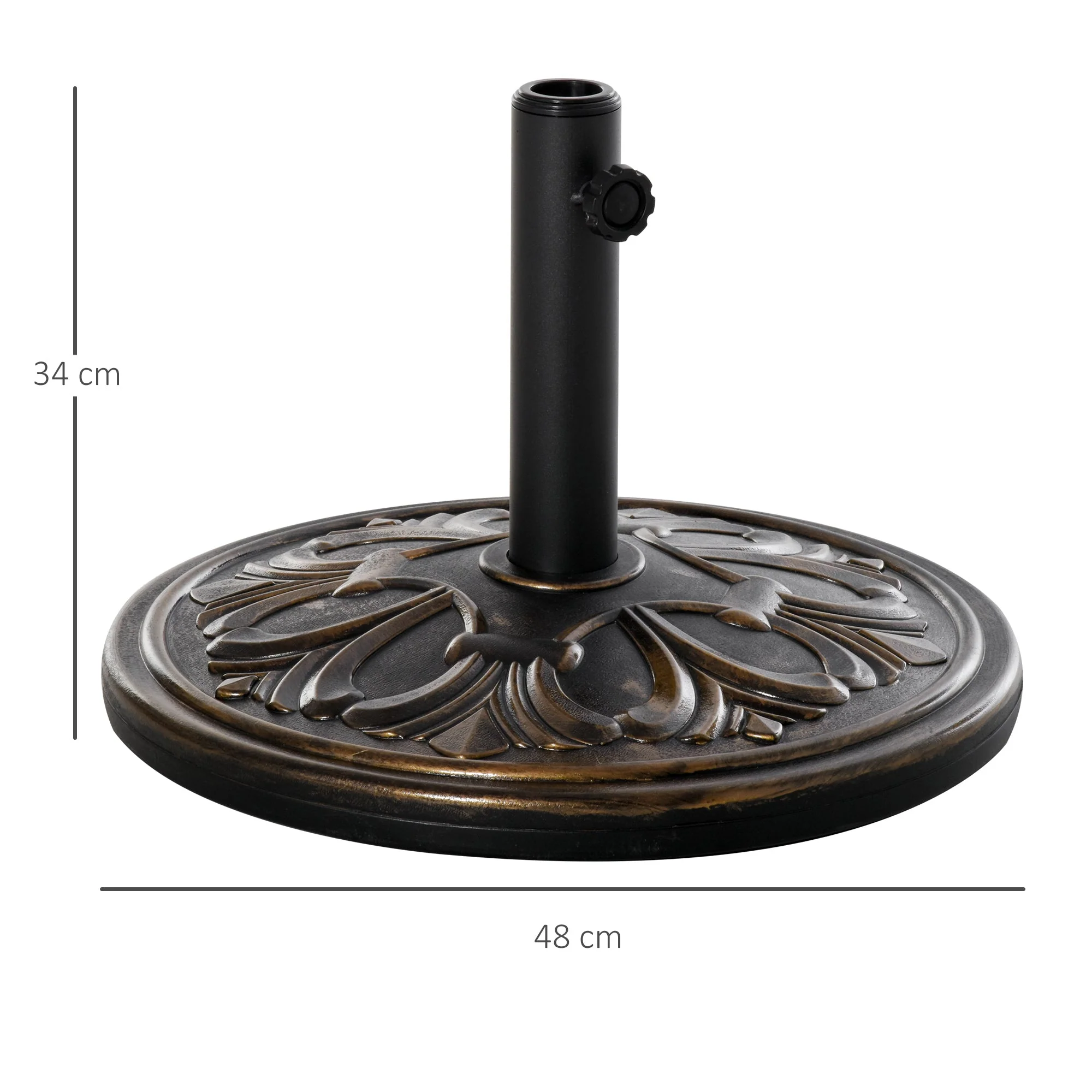Parasol Base 13 kg Umbrella Holder Ø35/Ø38/Ø48mm, Plastic/Cement Antique Bronze - Image 3