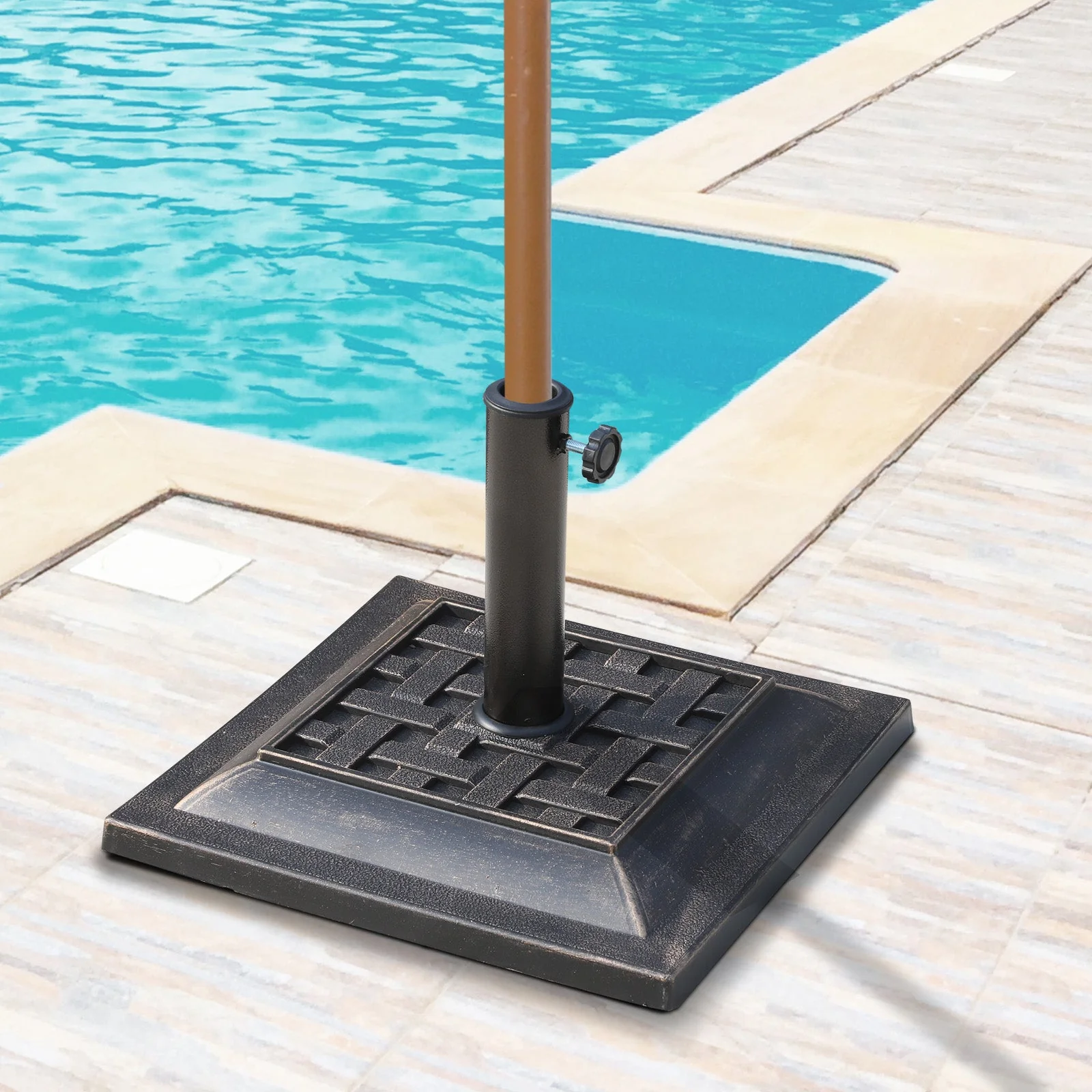 Parasol Base 9kg Stable & Weatherproof Polyester Resin Bronze - Image 3