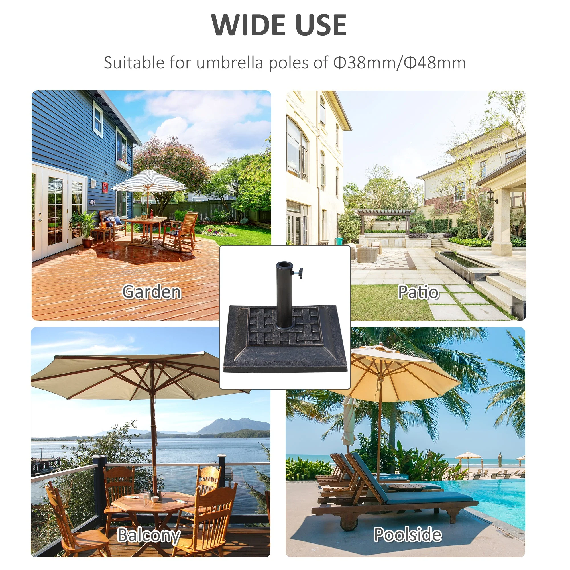Parasol Base 9kg Stable & Weatherproof Polyester Resin Bronze - Image 6