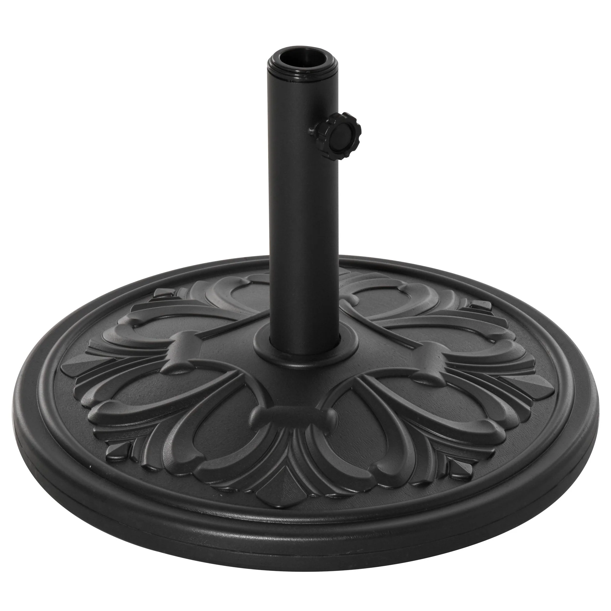 Parasol Base Ø48x34cm Stable Support for Ø35/Ø38/Ø48mm, Antique Black Plastic & Cement - Image 2