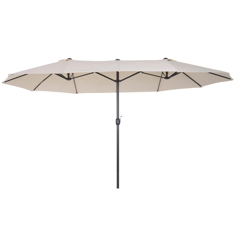 Parasol Double Patio Umbrella, Hand Crank, Oval, Beige - Image 2