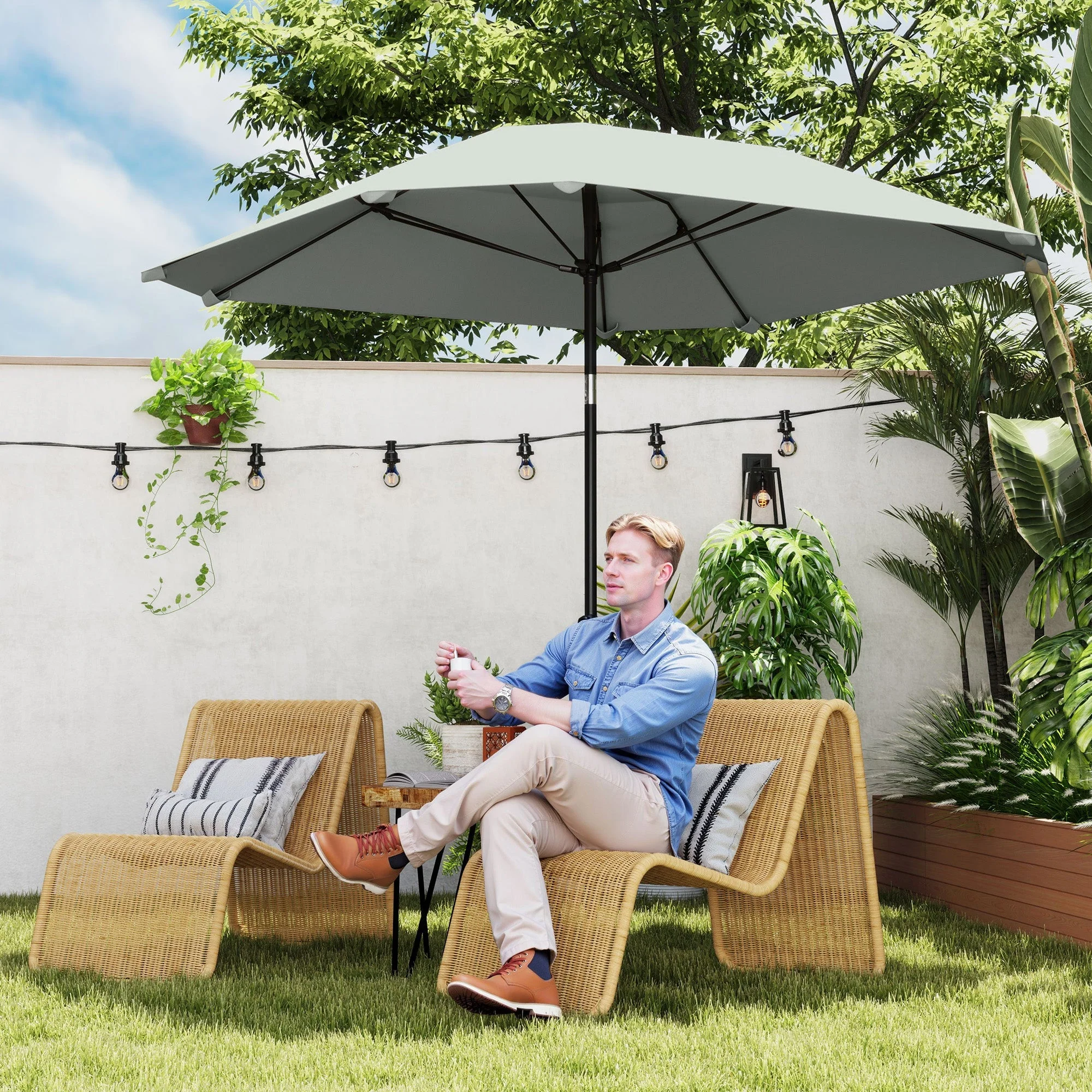 Parasol Ø233cm, Octagonal Folding Beach/Balcony/Garden, Dark Grey - Image 8