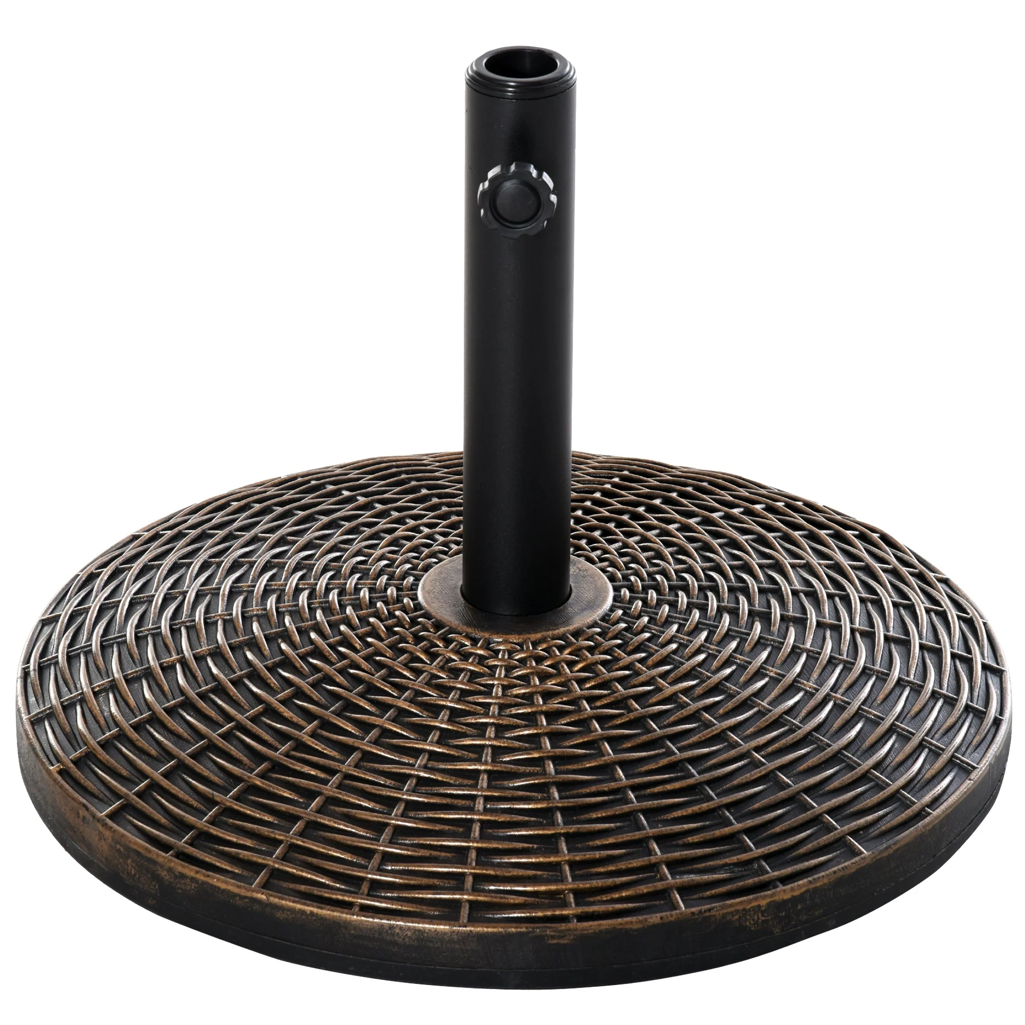 Parasol Stand 25kg Umbrella Holder Rattan Look Basket Antique Bronze - Image 2