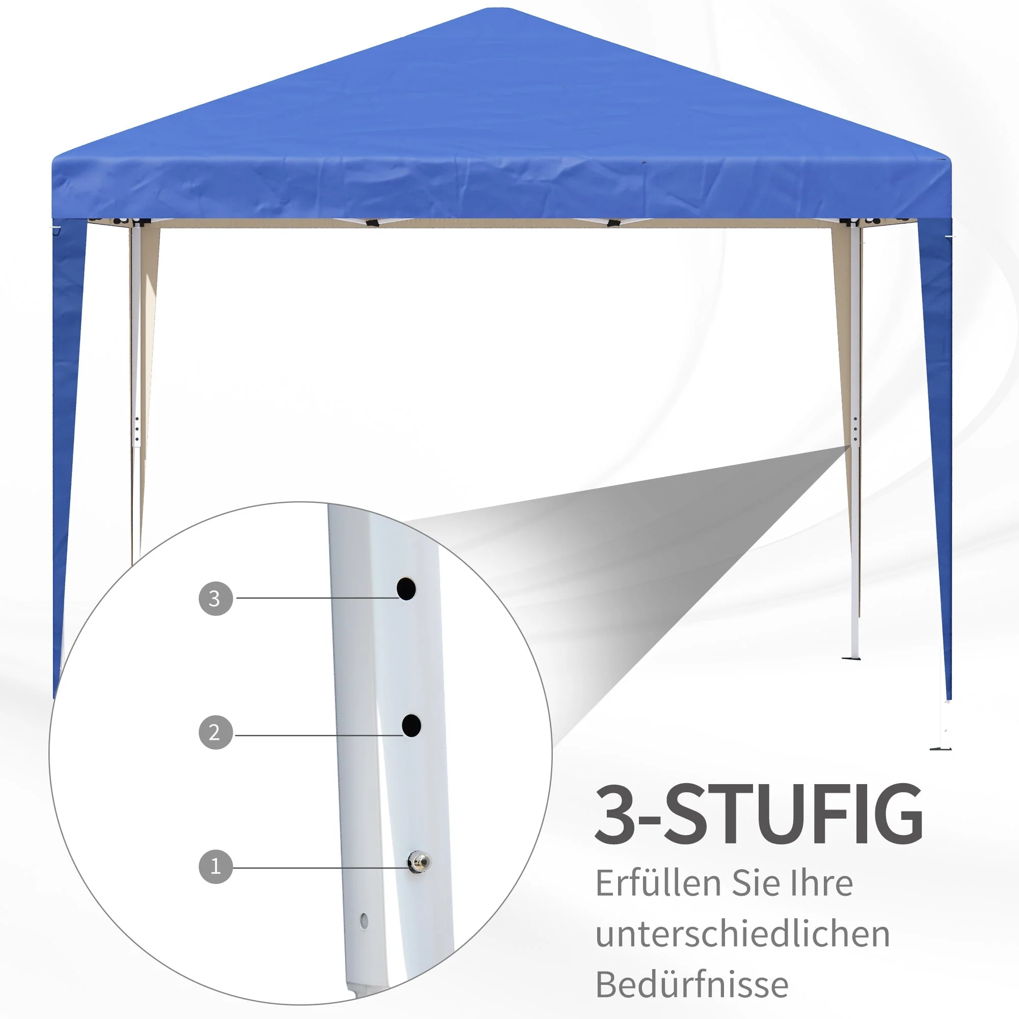 Pavilion Pop-Up Folding 3x3m Water-Repellent UV Protection, Blue - Image 6