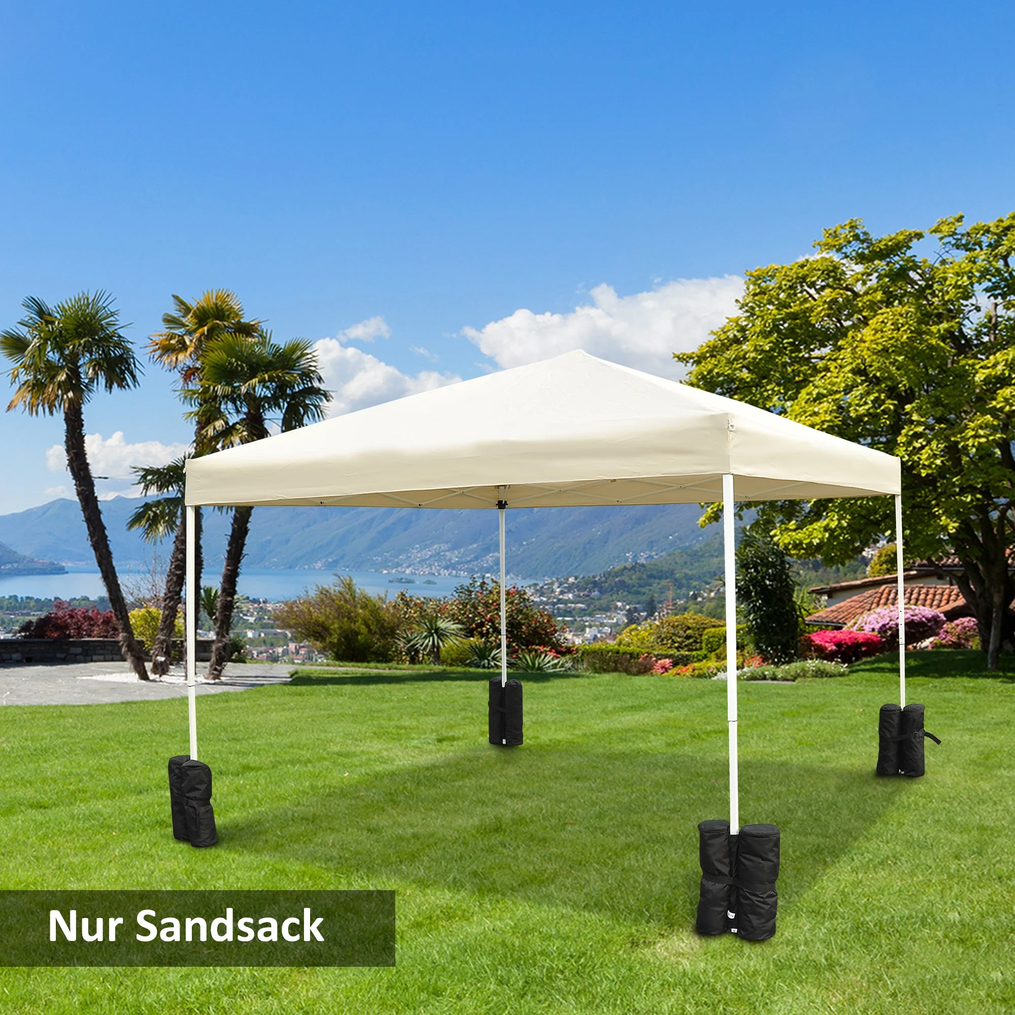 Pavilion Stand Set 4-Piece Folding Tent Stability Black - Image 2