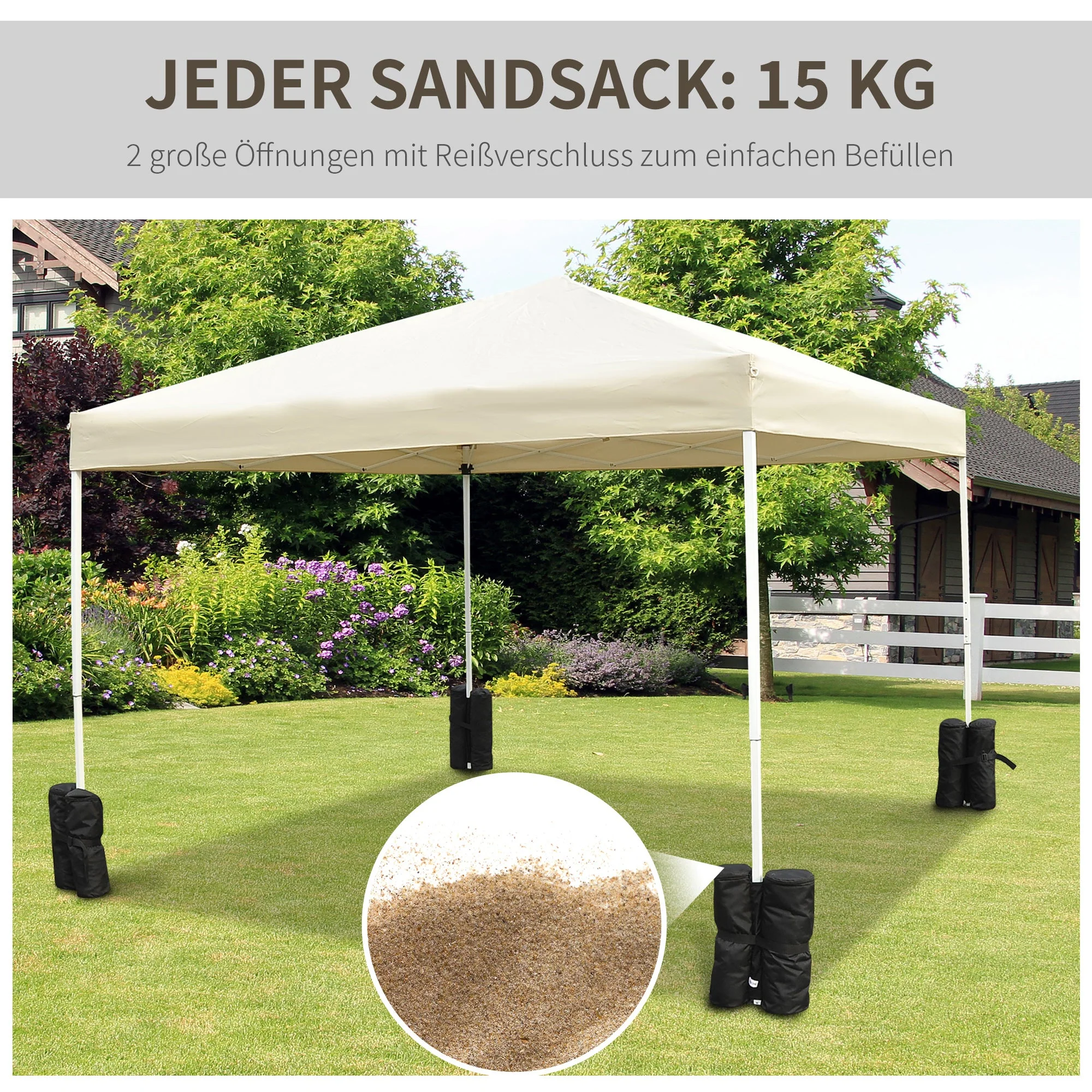 Pavilion Stand Set 4-Piece Folding Tent Stability Black - Image 4
