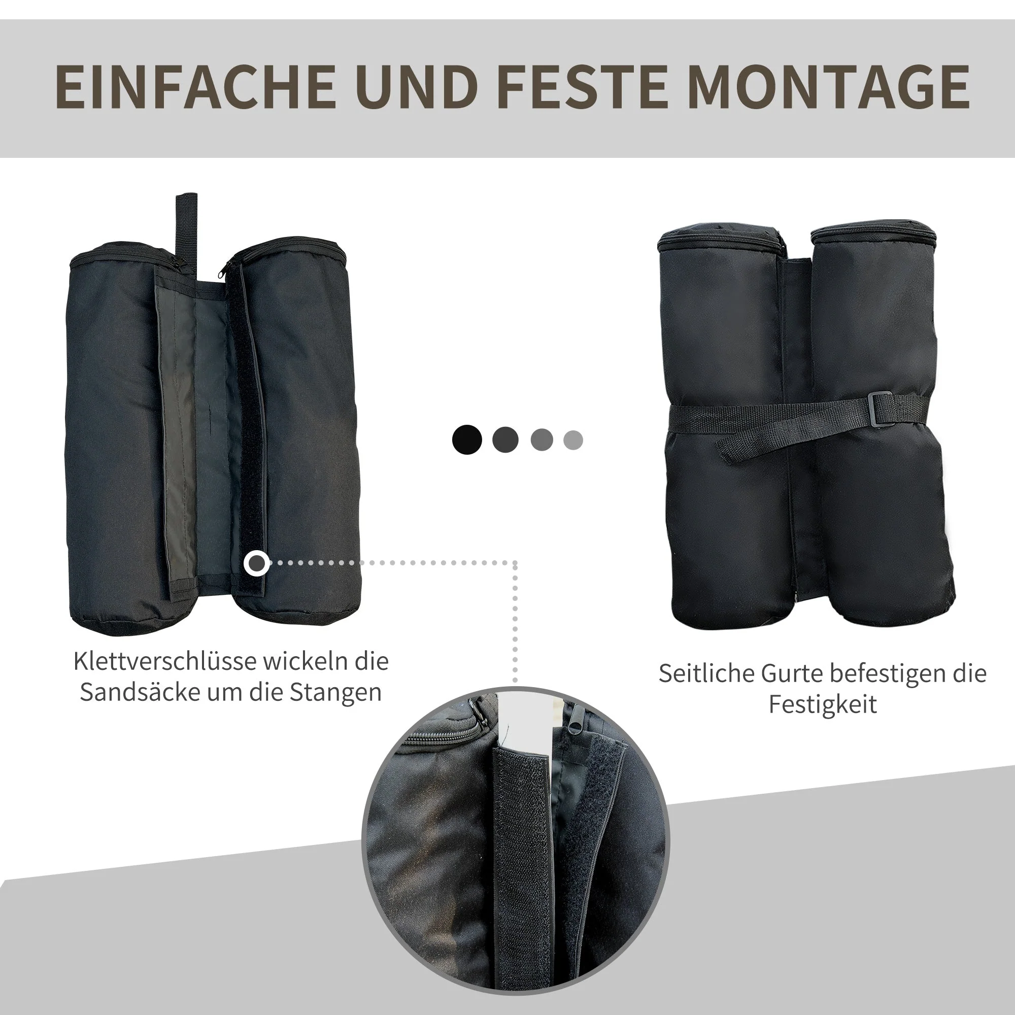 Pavilion Stand Set 4-Piece Folding Tent Stability Black - Image 5