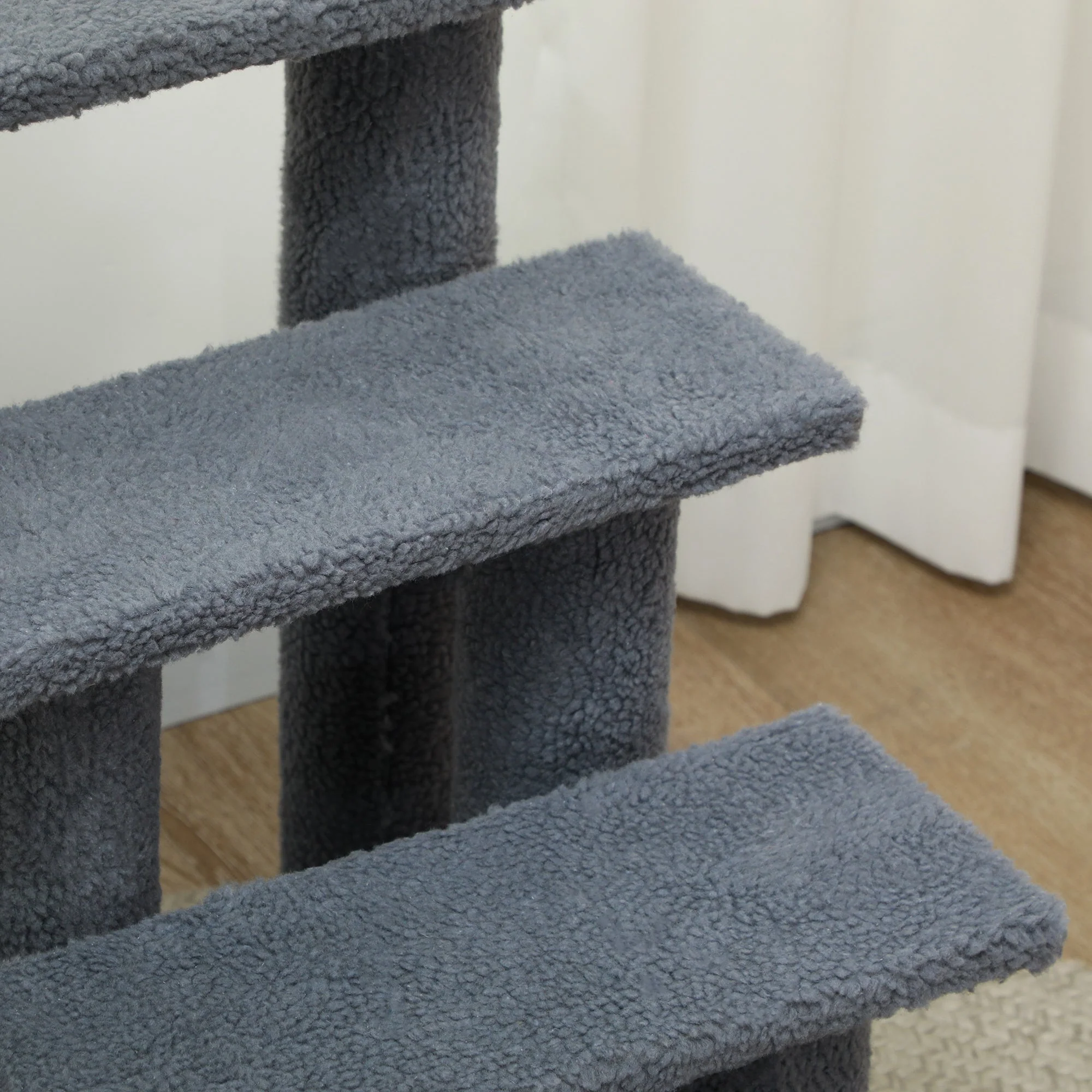 PawHut Pet Stairs 4 Steps for Cats and Dogs, Grey - Image 7