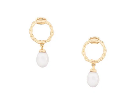 Pearl Circle Earrings Gold