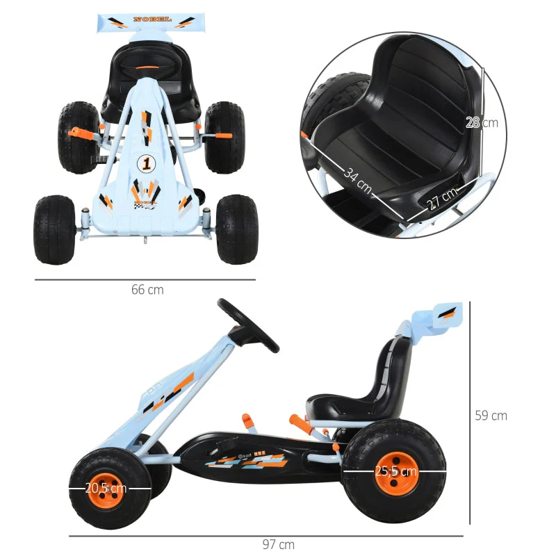 Pedal Go-Kart, adjustable seat, 97x66x59cm, steel, light blue - Image 3